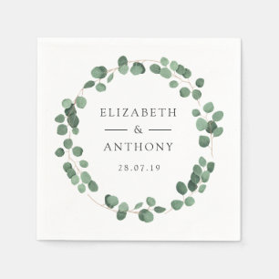 Servilleta De Papel Boda de eucalipto verde bosque acuarela
