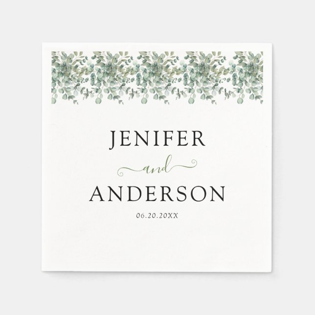 Servilleta De Papel Boda de Eucalyptus Greenery (Anverso)