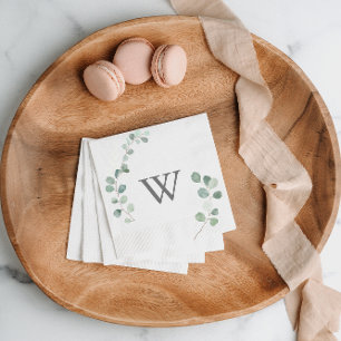 Servilleta De Papel Boda de Eucalyptus Monograma minimalista