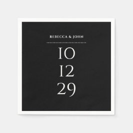 Servilleta De Papel Boda De Fecha Especial Minimalista En Blanco Y Neg