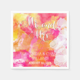 SERVILLETA DE PAPEL BODA DE FIERY SUNSET WATERCOLOR HOLLYHOCK