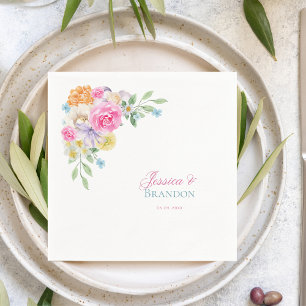 Servilleta De Papel Boda de Fiesta de té acuarela rosa Floral Garden