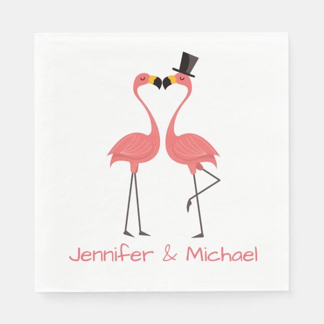 Servilleta De Papel Boda de Flamingos Rosados Ducha de novias Luau tro (Anverso)