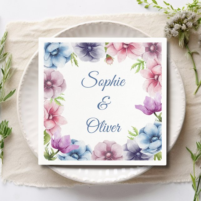 Servilleta De Papel Boda de Flor de Anémona en Acuarela (Subido por el creador)