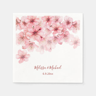 Servilleta De Papel Boda de flor de cerezo rosa y blanco
