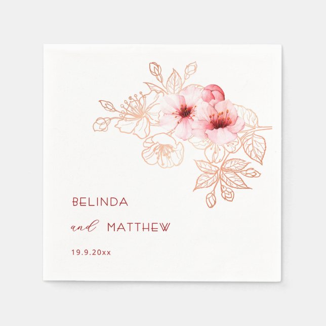 Servilleta De Papel Boda de flor de cerezo rosa y blanco (Anverso)