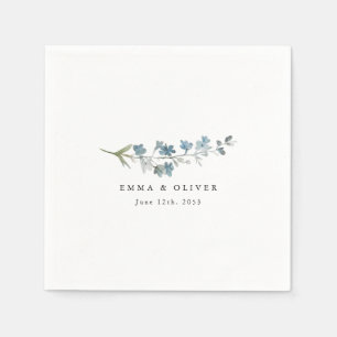 Servilleta De Papel Boda de Flor Silvestre Azul Polvoriento Personaliz