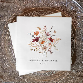 Servilleta De Papel Boda de Flor Silvestre Bohemio Otoño Floral