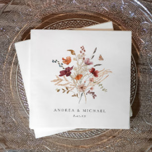 Servilleta De Papel Boda de Flor Silvestre Bohemio Otoño Floral