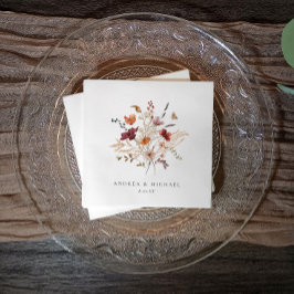 Servilleta De Papel Boda de Flor Silvestre Bohemio Otoño Floral