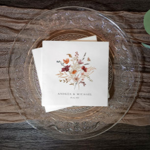 Servilleta De Papel Boda de Flor Silvestre Bohemio Otoño Floral