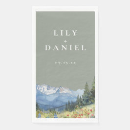 Servilleta De Papel Boda de Flor Silvestre Sage Green Watercolor Mount