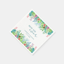 Servilleta De Papel Boda de Flor Tropical Pintado A Mano