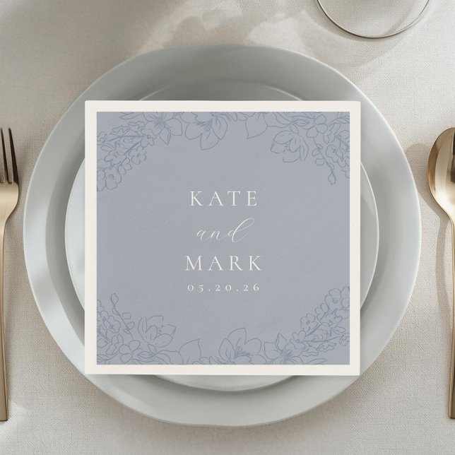 Servilleta De Papel Boda de Floral Azul Delicado (Subido por el creador)
