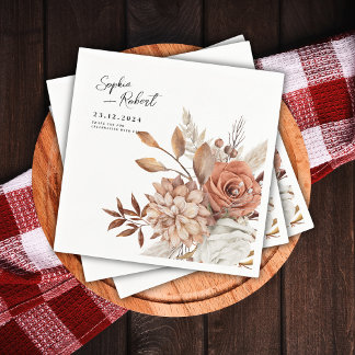 Servilleta De Papel Boda de Floral Floral de Caída Minimalista Blanca