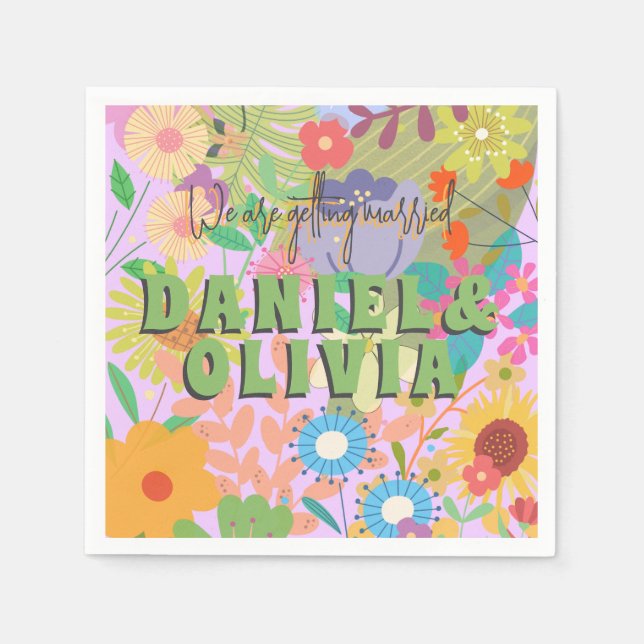 Servilleta De Papel Boda de flores (Anverso)