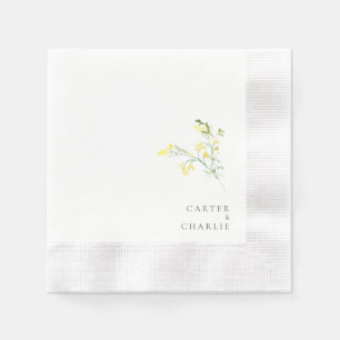 Servilleta De Papel Boda De Flores Amarillas Cocktail Acuñado
