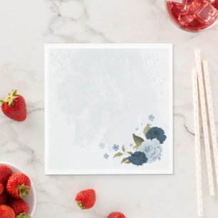 Servilleta De Papel boda de flores azul marino claro