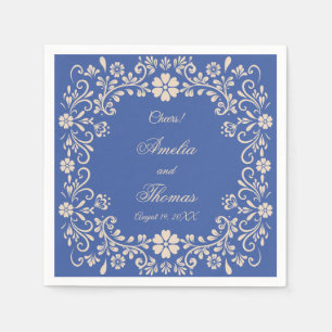 Servilleta De Papel Boda de flores azules rústicas mexicanas