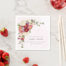 Servilleta De Papel Boda de Flores Blancas Rojas de Boho Brillante