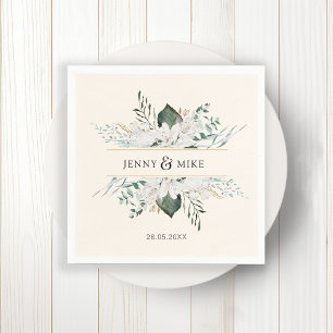 Servilleta De Papel Boda de flores blancas sencillas y elegantes