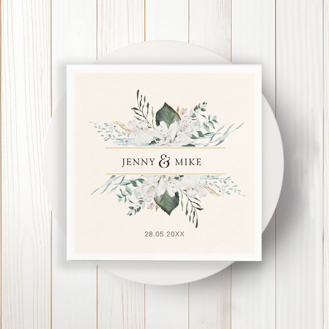 Servilleta De Papel Boda de flores blancas sencillas y elegantes (Subido por el creador)