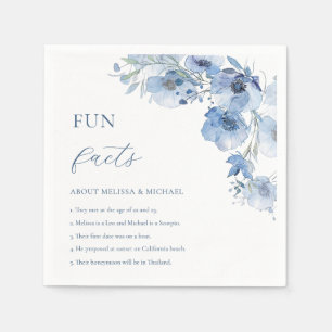 Servilleta De Papel Boda de flores de acuarela azul datos divertidos