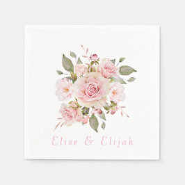 Servilleta De Papel Boda de flores de acuarela en rosa oro