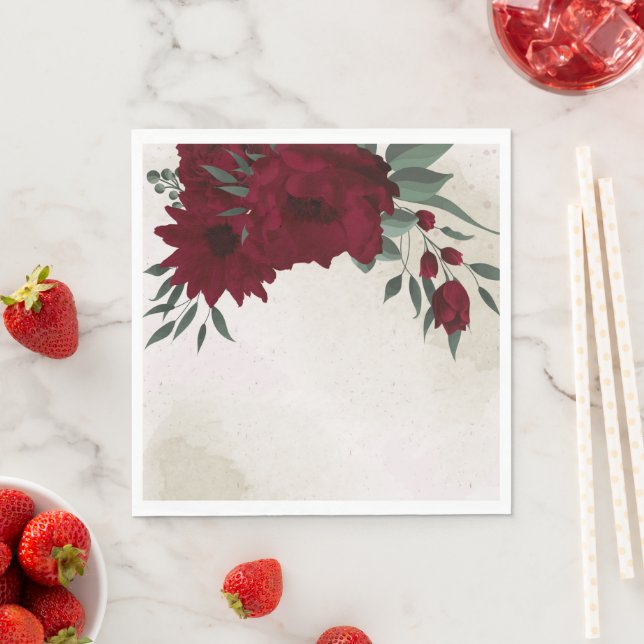 Servilleta De Papel Boda de flores de Borgoña (In situ)