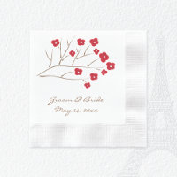 Boda de flores de cerezo rojas de rama de árbol
