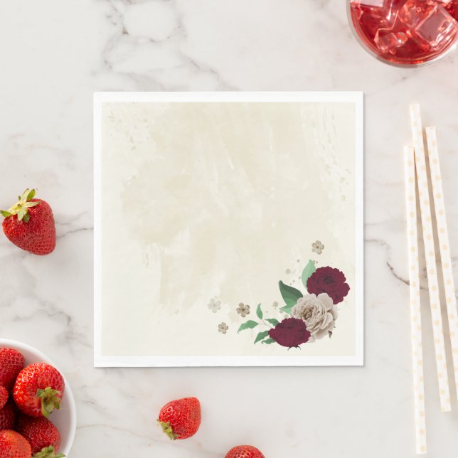 Servilleta De Papel Boda de flores de champán de Borgoña (In situ)