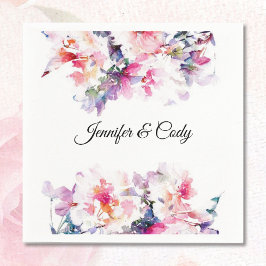 Servilleta De Papel Boda de flores de color de agua Añadir nombres Cóc