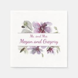 Servilleta De Papel Boda de flores de color de agua de plumas