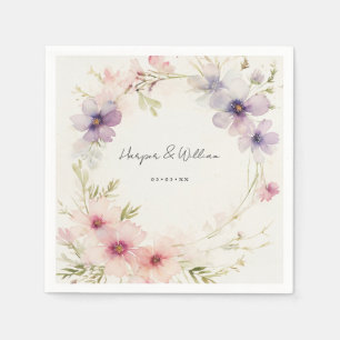 Servilleta De Papel Boda de flores de cosmos acuarela