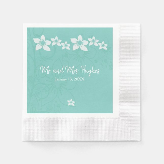 Servilleta De Papel Boda de flores de hibiscos blancos (Anverso)