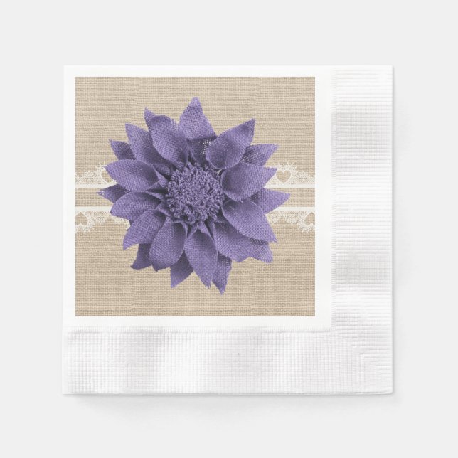 Servilleta De Papel Boda de flores de lavanda rústica (Anverso)