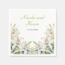 Servilleta De Papel Boda de Flores de Lirio Blanco
