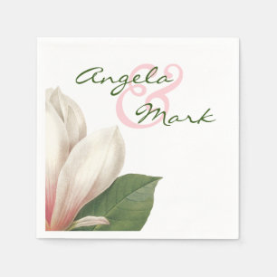 Servilleta De Papel Boda de Flores de Magnolia del Sur Rosa y blanco