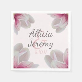 Servilleta De Papel Boda de flores de magnolia rosada del sur