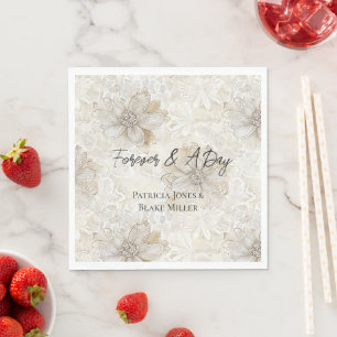 Servilleta De Papel Boda de flores de marfil crema romántica bonita