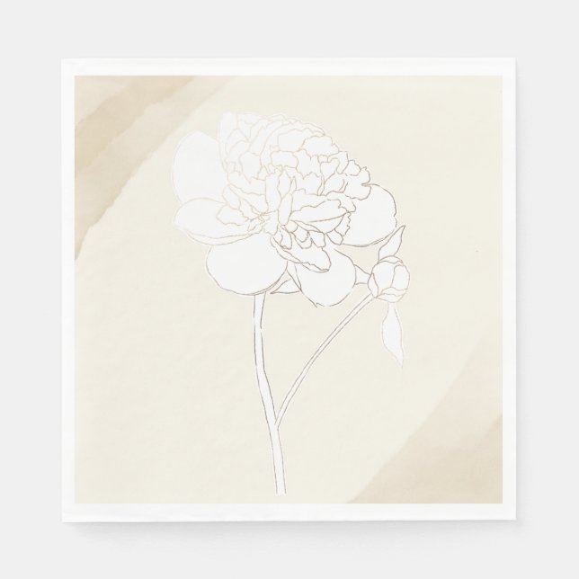 Servilleta De Papel Boda de Flores de Peonies Blancos (Anverso)