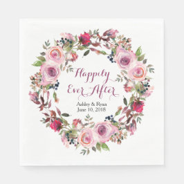 Servilleta De Papel Boda de flores moradas rosadas rosadas