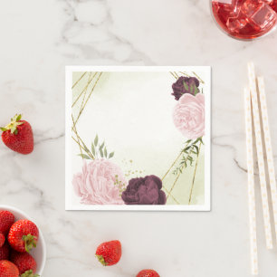 Servilleta De Papel boda de flores rosadas de cabaña