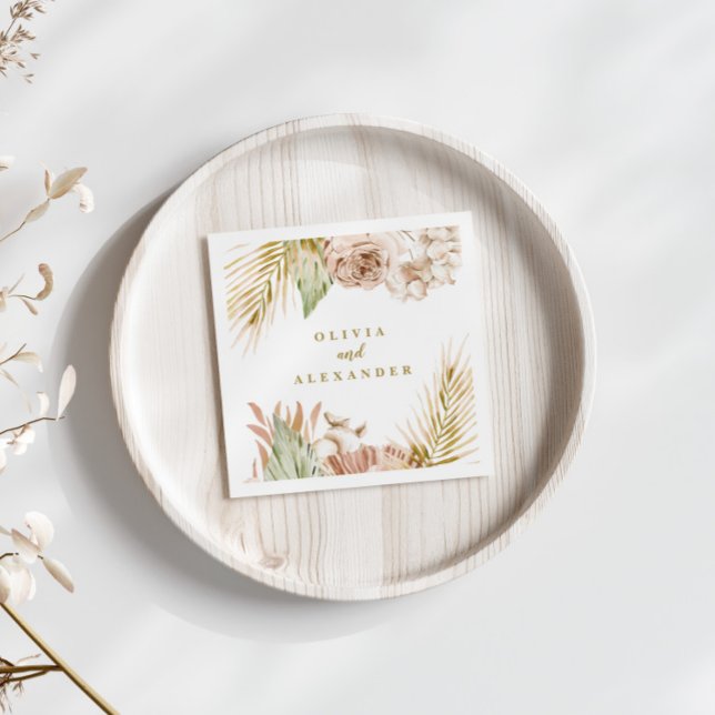 Servilleta De Papel Boda de flores secas tropicales Boho Pampas (Subido por el creador)