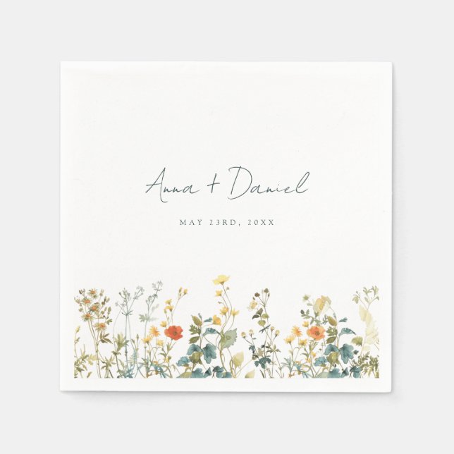 Servilleta De Papel Boda de flores silvestres (Anverso)