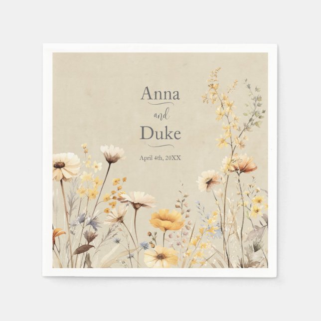 Servilleta De Papel Boda de flores silvestres (Anverso)