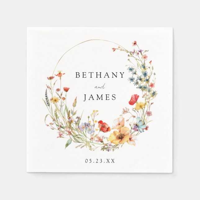 Servilleta De Papel Boda de flores silvestres (Anverso)