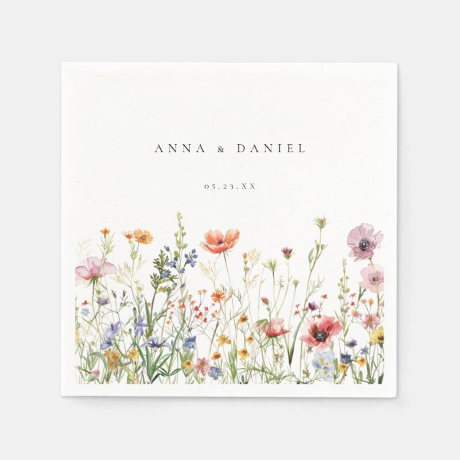 Servilleta De Papel Boda de flores silvestres (Anverso)