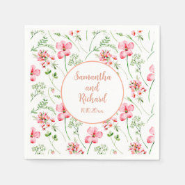 Servilleta De Papel Boda de flores silvestres acuarela colorida