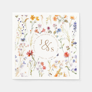 Servilleta De Papel Boda de flores silvestres acuáticas elegante
